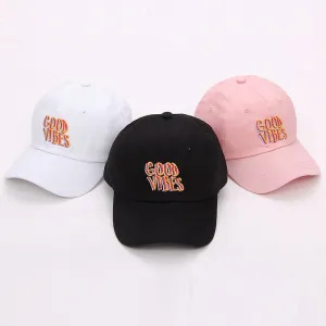 100% Cotton Curved Good Vibes Embroidered Dad Hat Unisex Baseball Cap