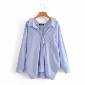 2021 Evfer Women Casual Poplin Shirts Oversize Tops Long Sleeve Sizes XS - L