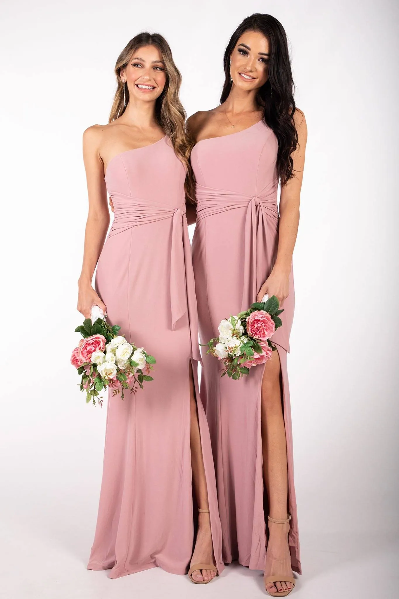 ABIGAIL One Shoulder Maxi Column Dress - Dusty Pink