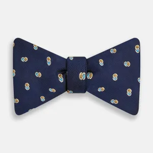 Blue and Yellow Links Silk Bow Tie