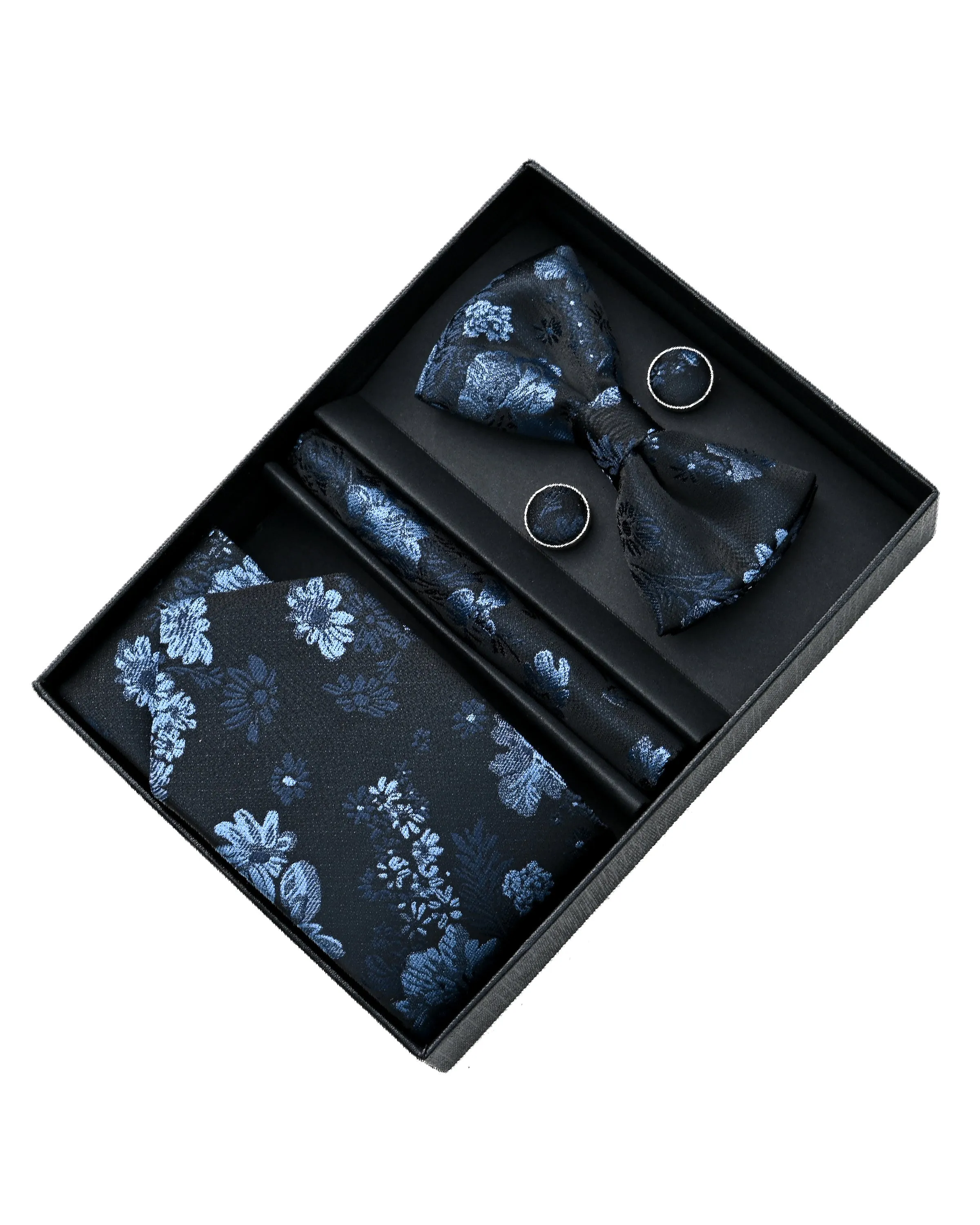 Blue Floral Tie Set