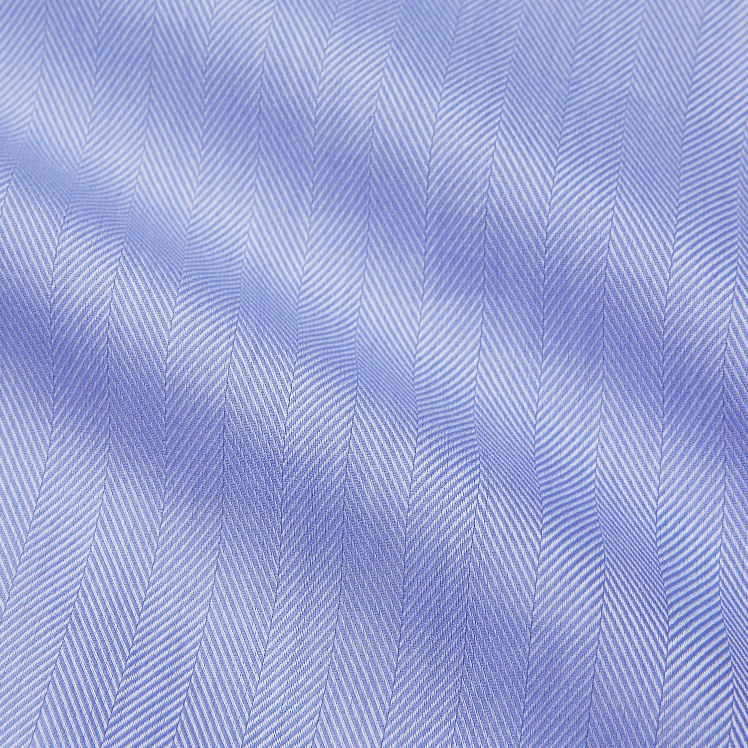 Blue Herringbone Regular Fit Shirt With Kent Collar