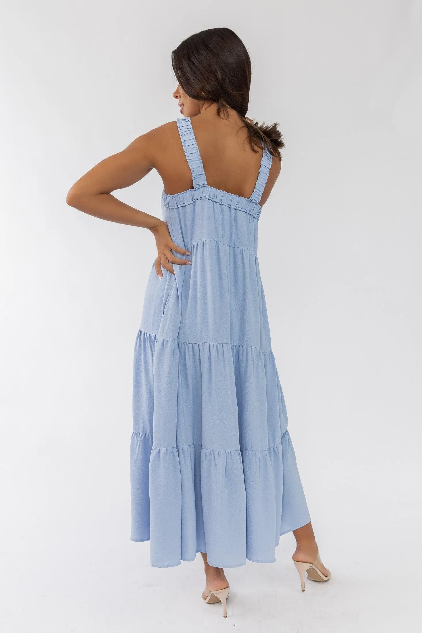 Brenna Blue Halter Maxi Dress