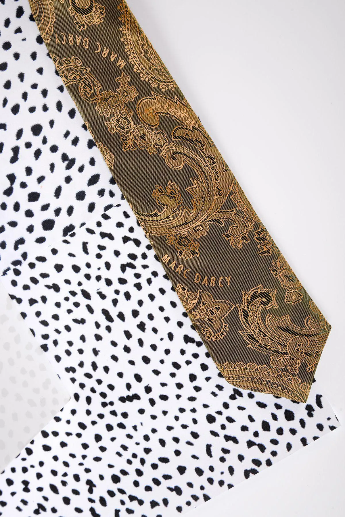 Children's Gold Tan Paisley Print Tie