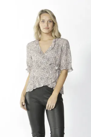 Fate   Becker Lisbon Wrap Top in Nude Leopard Print